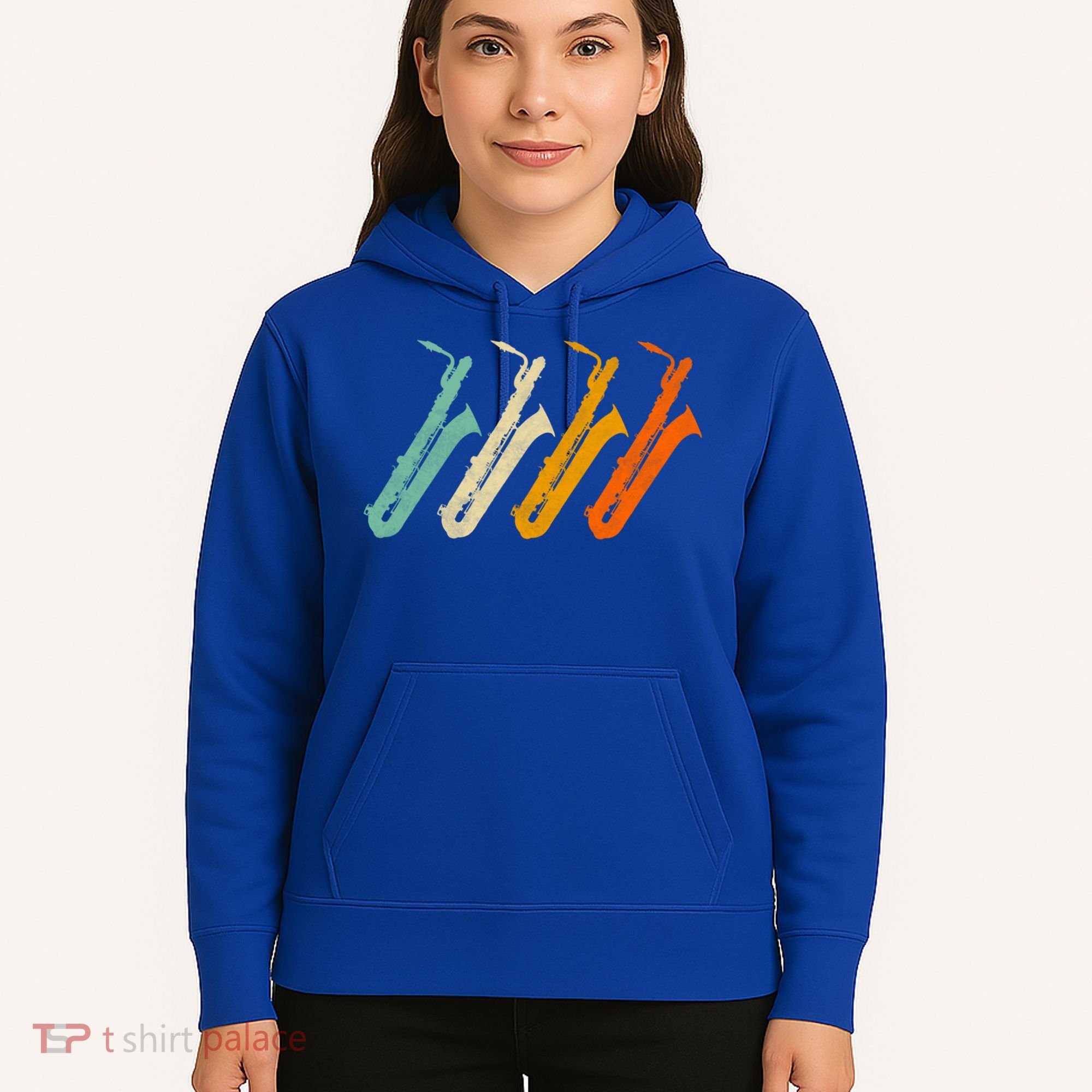 Retro Baritone Saxophone Gift For Bari Saxophonist Gift Hoodie