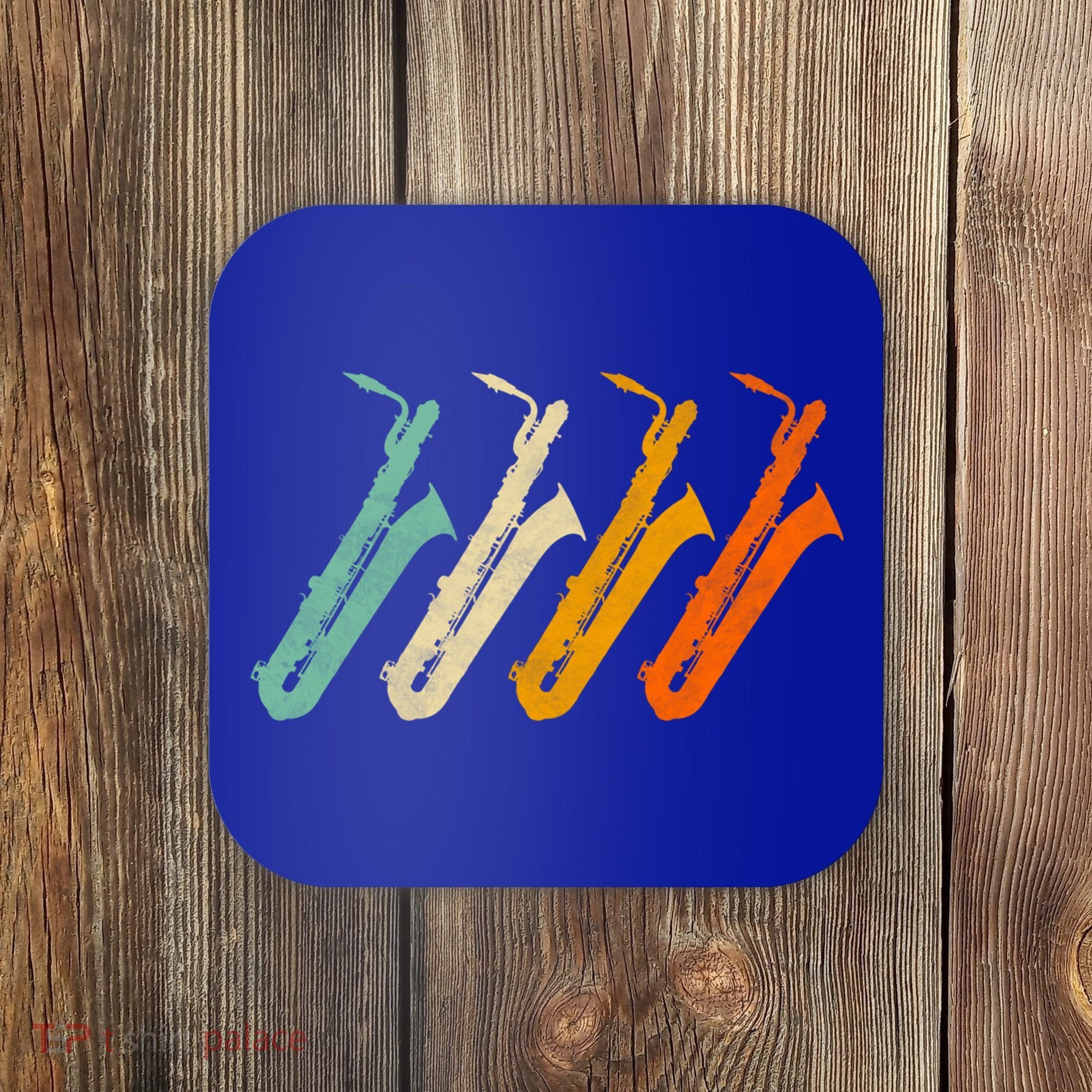 Retro Baritone Saxophone Gift For Bari Saxophonist Gift Coaster
