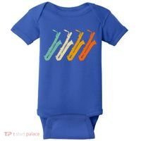 Retro Baritone Saxophone Gift For Bari Saxophonist Gift Baby Bodysuit thumb 0