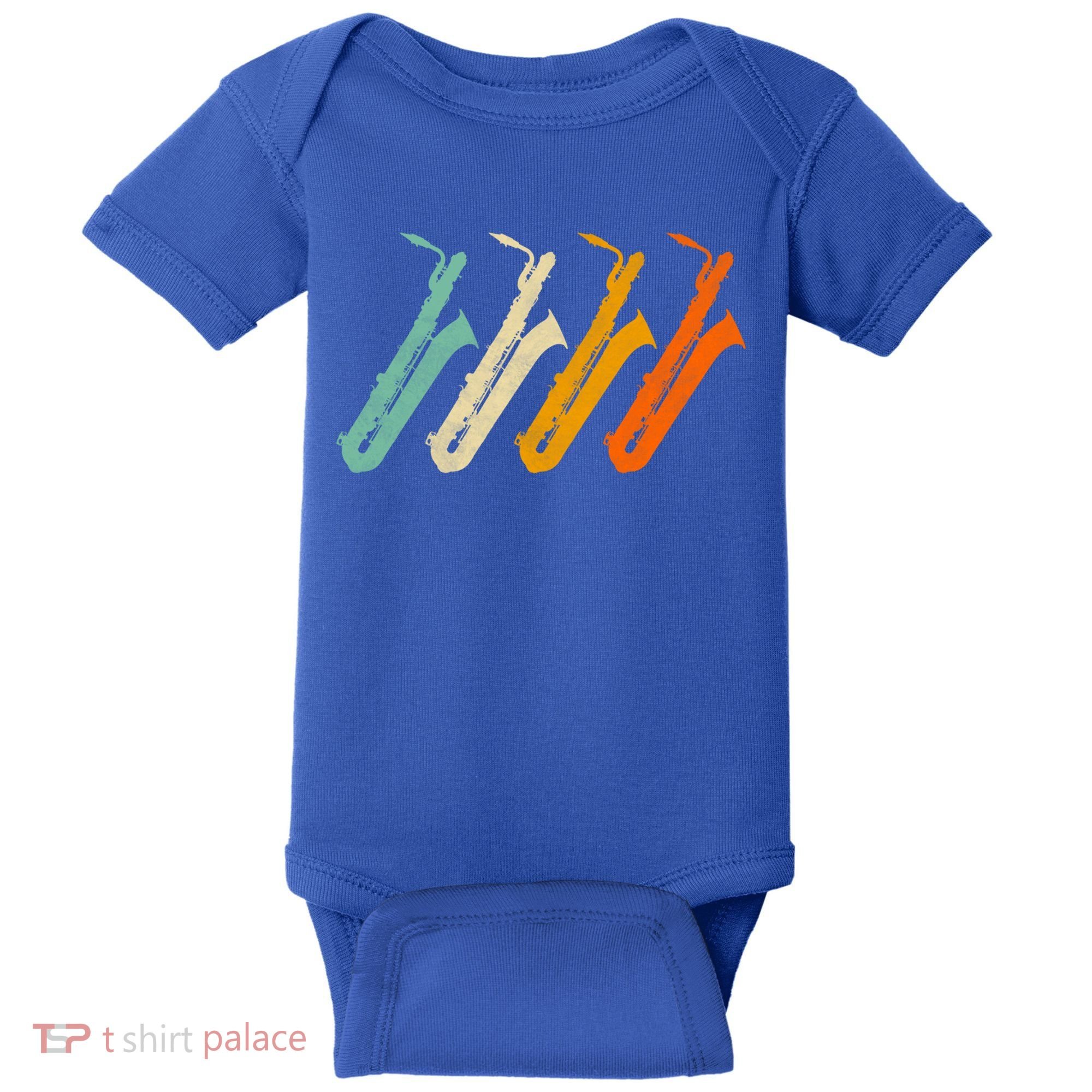 Retro Baritone Saxophone Gift For Bari Saxophonist Gift Baby Bodysuit