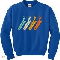 Retro Baritone Saxophone Gift For Bari Saxophonist Gift Kids Sweatshirt thumb 0