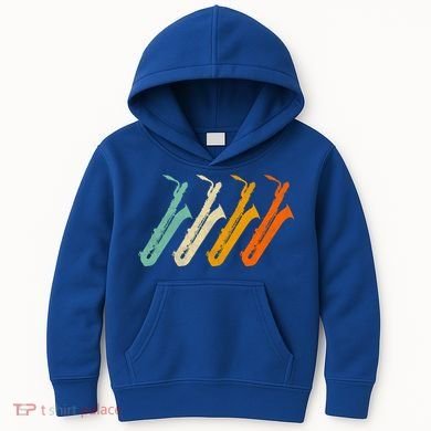 Retro Baritone Saxophone Gift For Bari Saxophonist Gift Kids Hoodie