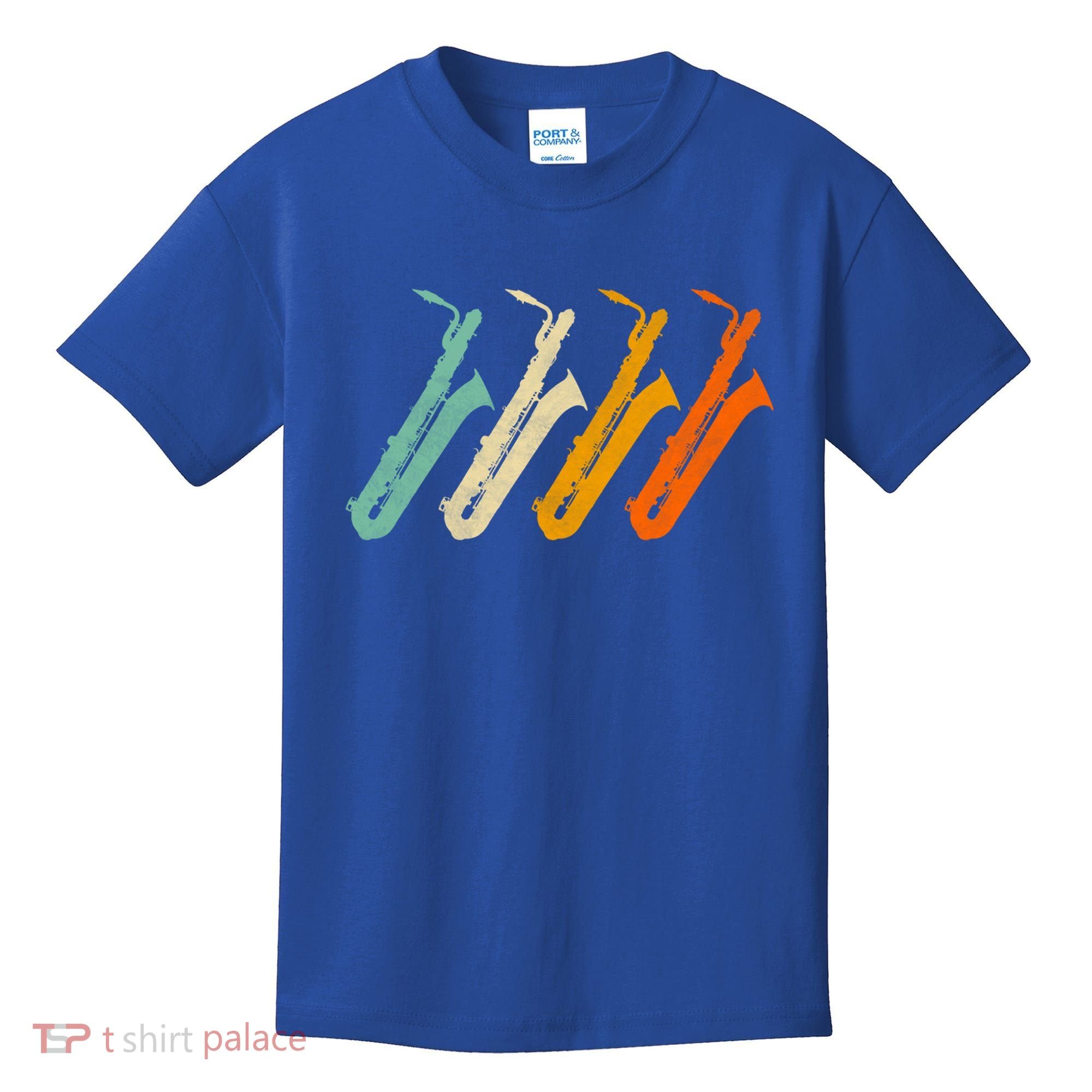 Retro Baritone Saxophone Gift For Bari Saxophonist Gift Kids T-Shirt
