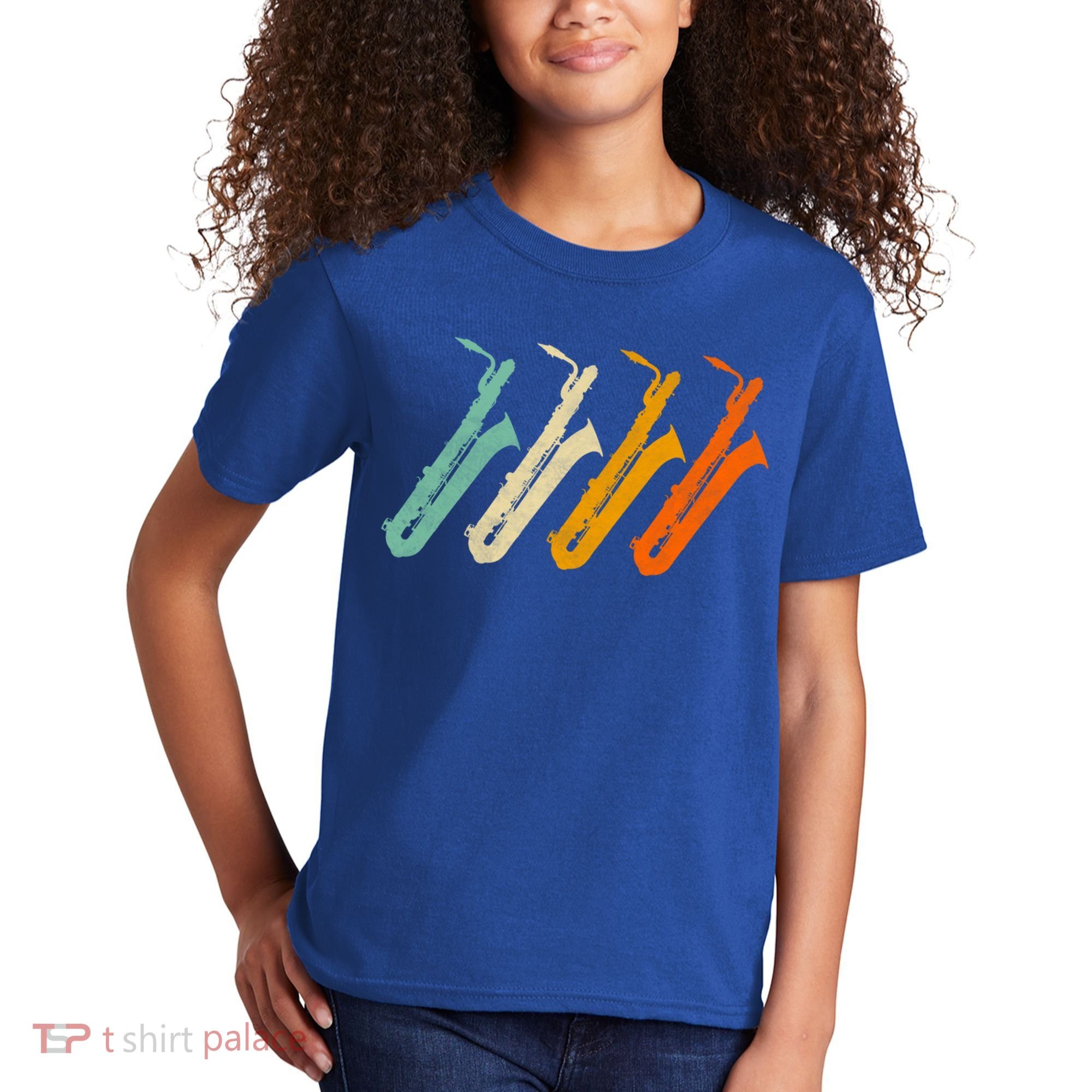 Retro Baritone Saxophone Gift For Bari Saxophonist Gift Kids T-Shirt