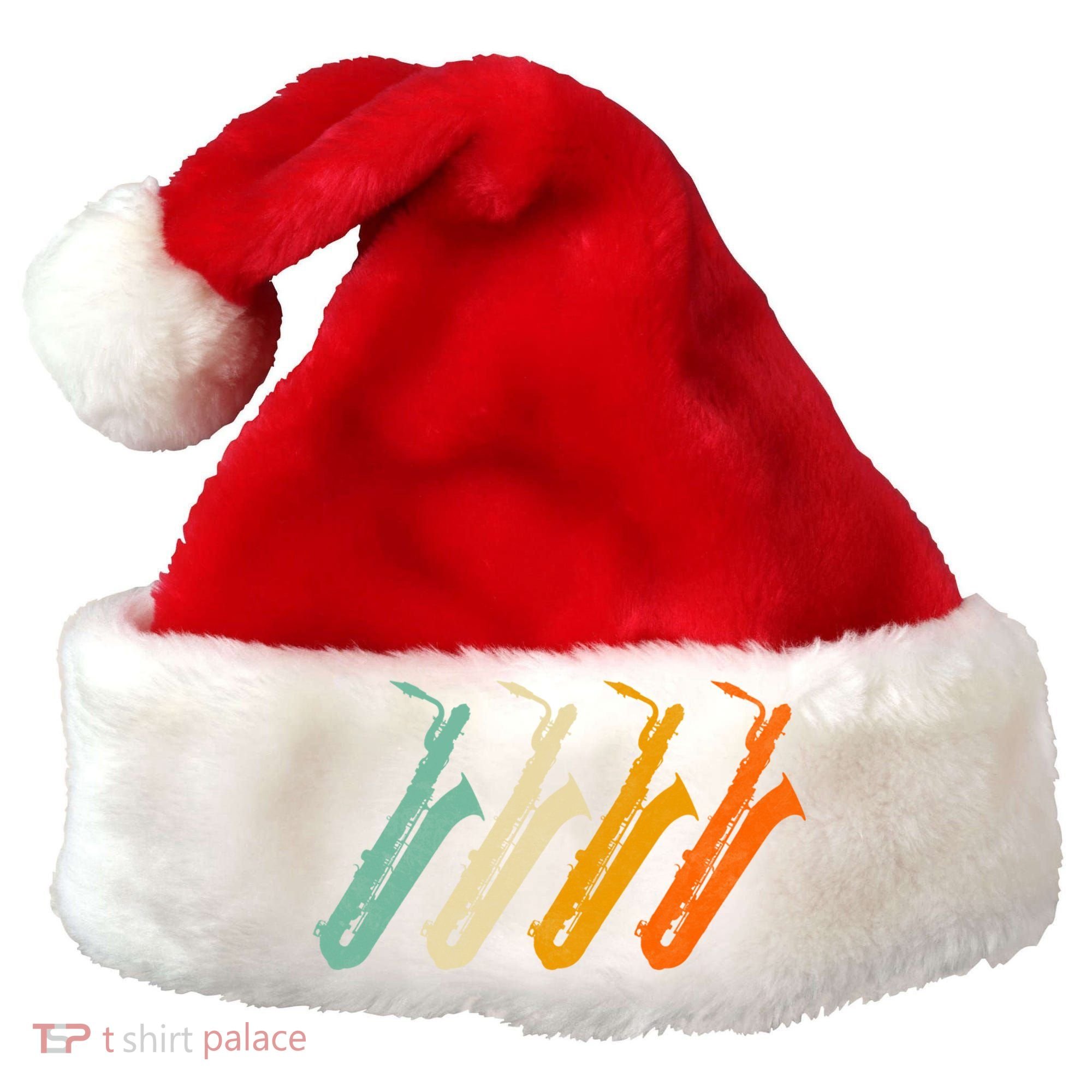 Retro Baritone Saxophone Gift For Bari Saxophonist Gift Santa Hat