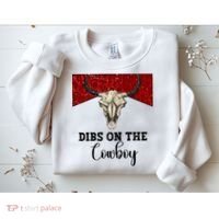 Retro Bull Skull Dibs On The Cowboy Western Country Cowboy Gift Sweatshirt thumb 2
