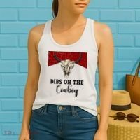 Retro Bull Skull Dibs On The Cowboy Western Country Cowboy Gift Women's Tank Top thumb 2