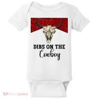 Retro Bull Skull Dibs On The Cowboy Western Country Cowboy Gift Baby Bodysuit thumb 0