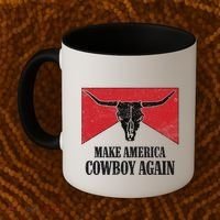 Retro Bull Skull Western Life Makes America A Cow Again Gift Coffee Mug thumb 2