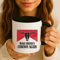 Retro Bull Skull Western Life Makes America A Cow Again Gift Coffee Mug thumb 3