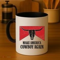 Retro Bull Skull Western Life Makes America A Cow Again Gift Coffee Mug thumb 4