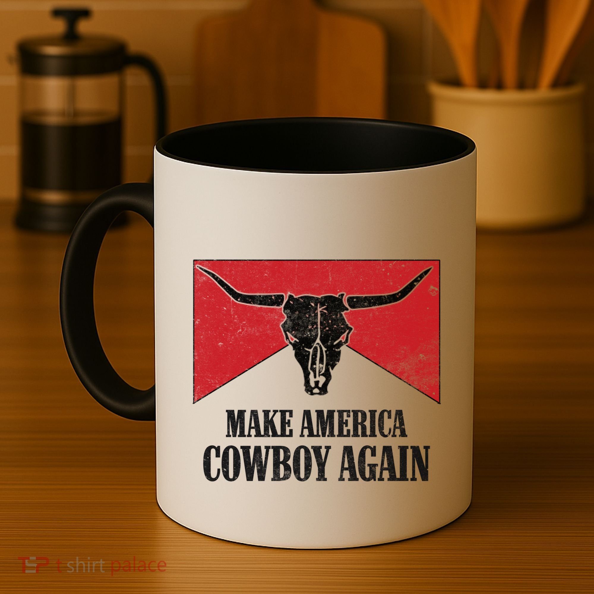 Retro Bull Skull Western Life Makes America A Cow Again Gift Coffee Mug