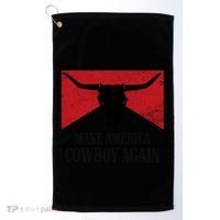 Retro Bull Skull Western Life Makes America A Cow Again Gift Golf Towel thumb 0