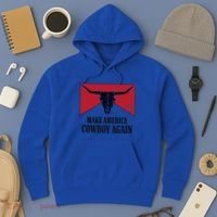 Retro Bull Skull Western Life Makes America A Cow Again Gift Hoodie thumb 3