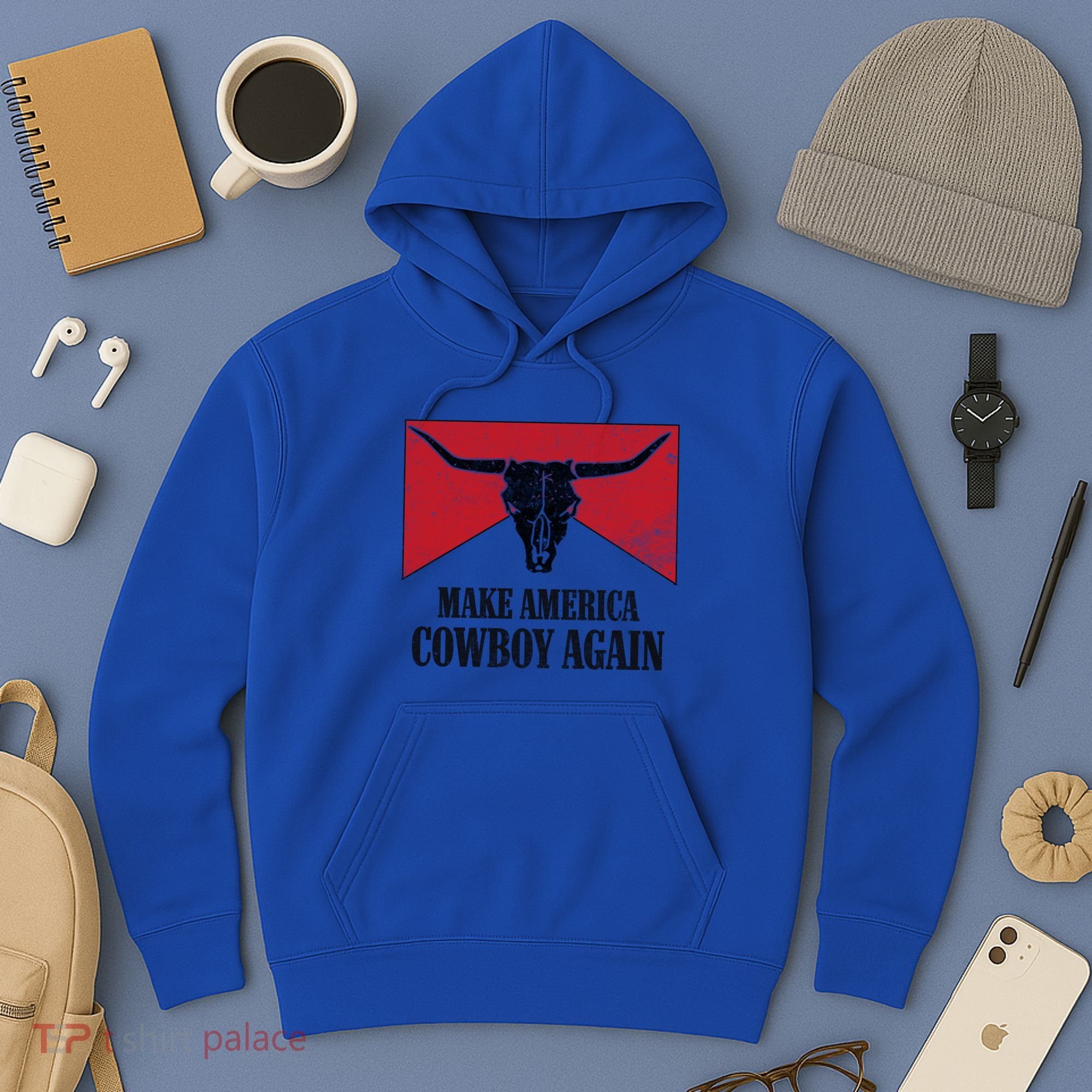 Retro Bull Skull Western Life Makes America A Cow Again Gift Hoodie