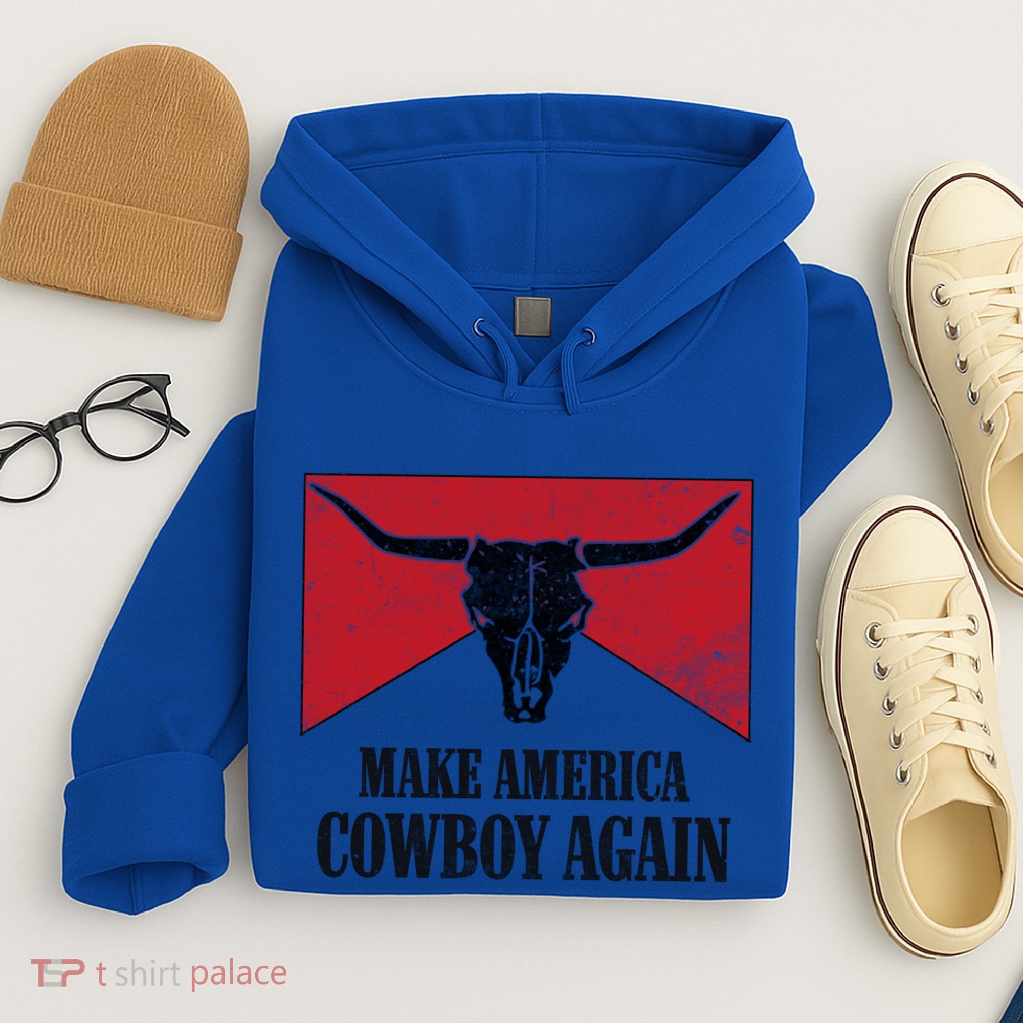 Retro Bull Skull Western Life Makes America A Cow Again Gift Hoodie
