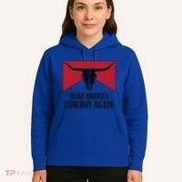 Retro Bull Skull Western Life Makes America A Cow Again Gift Hoodie thumb 5