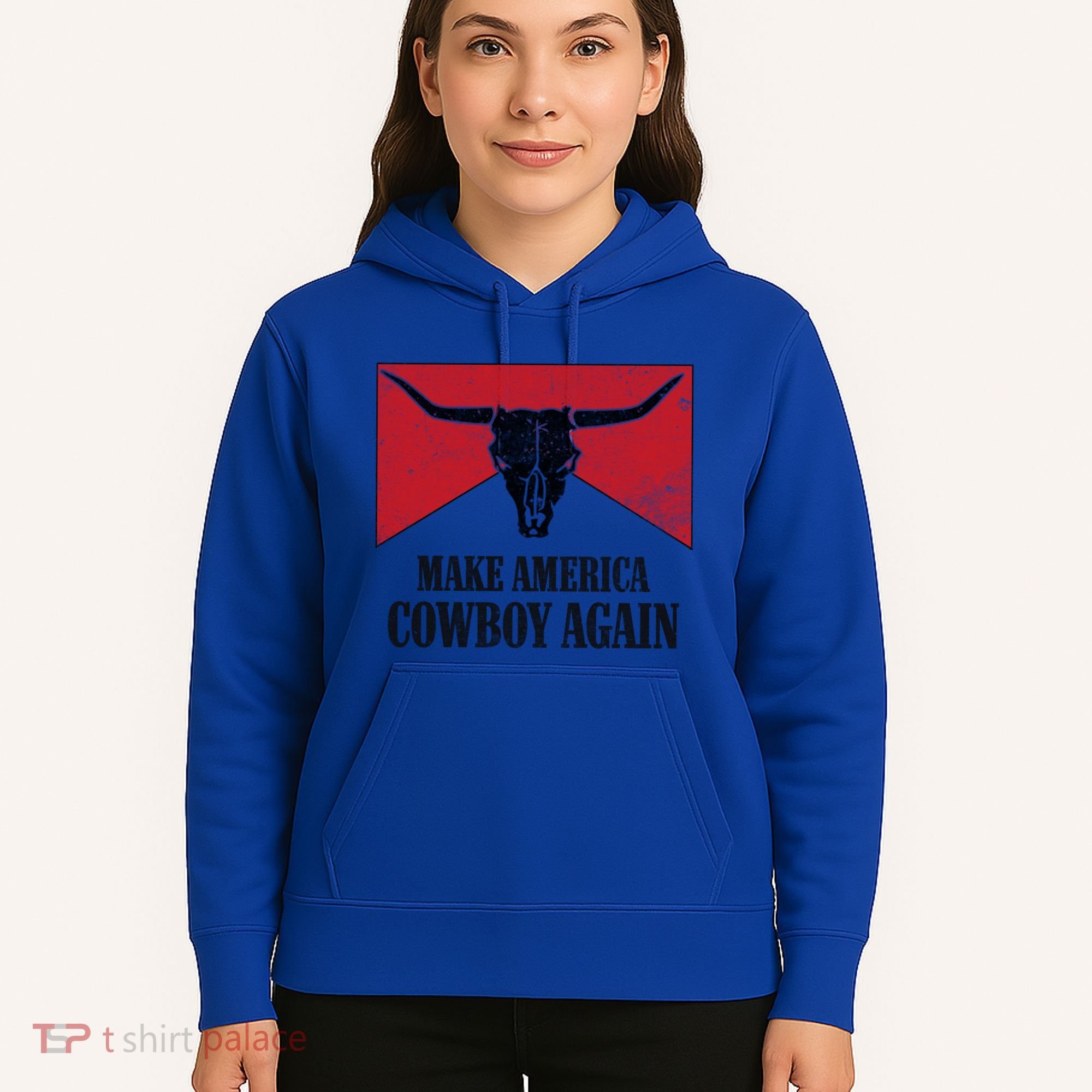 Retro Bull Skull Western Life Makes America A Cow Again Gift Hoodie