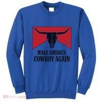 Retro Bull Skull Western Life Makes America A Cow Again Gift Sweatshirt thumb 0