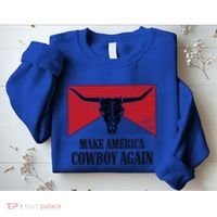 Retro Bull Skull Western Life Makes America A Cow Again Gift Sweatshirt thumb 2