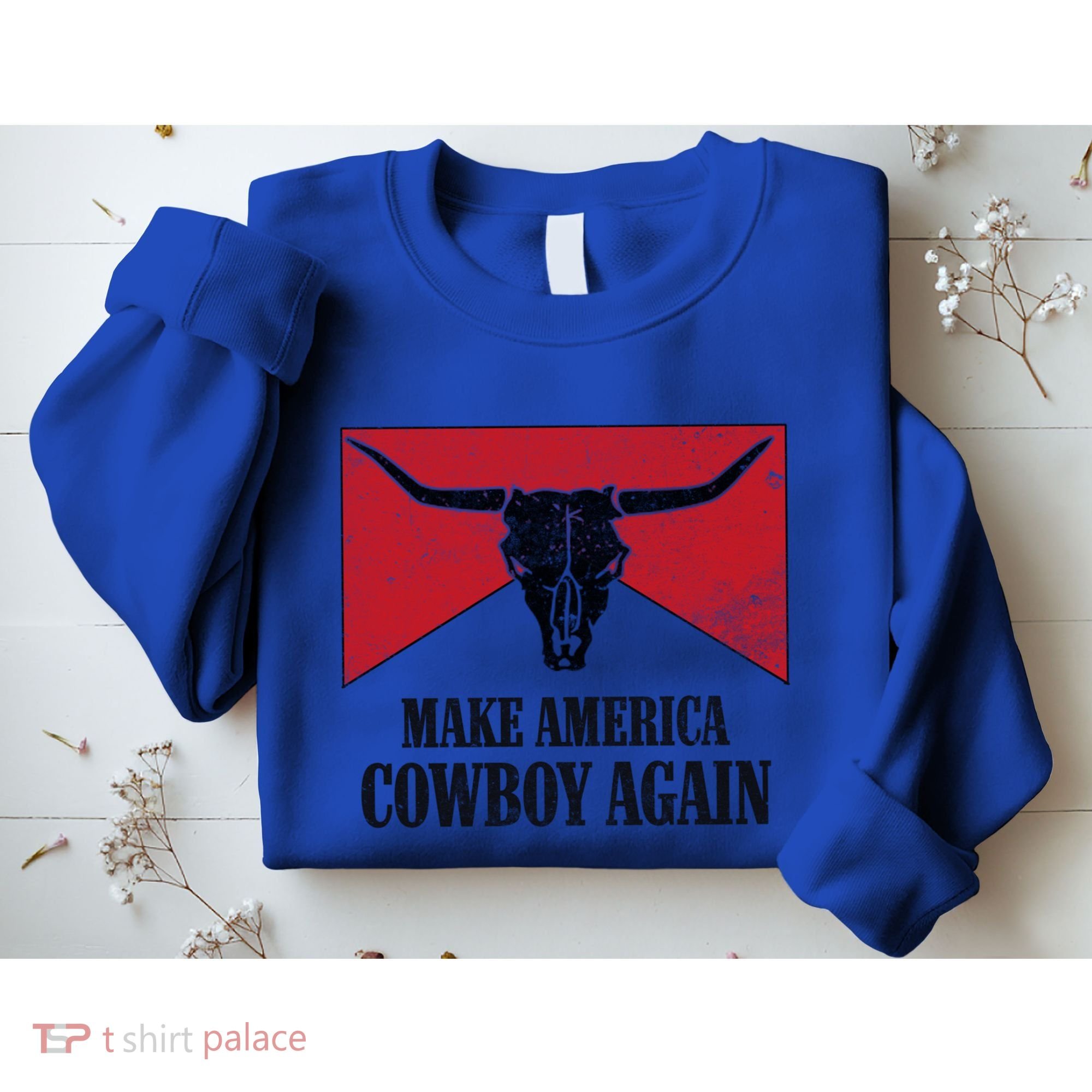 Retro Bull Skull Western Life Makes America A Cow Again Gift Sweatshirt