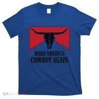 Retro Bull Skull Western Life Makes America A Cow Again Gift T-Shirt thumb 0