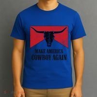 Retro Bull Skull Western Life Makes America A Cow Again Gift T-Shirt thumb 3