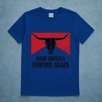 Retro Bull Skull Western Life Makes America A Cow Again Gift T-Shirt thumb 5