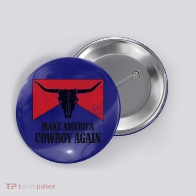 Retro Bull Skull Western Life Makes America A Cow Again Gift Button