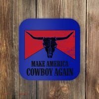 Retro Bull Skull Western Life Makes America A Cow Again Gift Coaster thumb 0