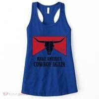 Retro Bull Skull Western Life Makes America A Cow Again Gift Women's Tank Top thumb 0