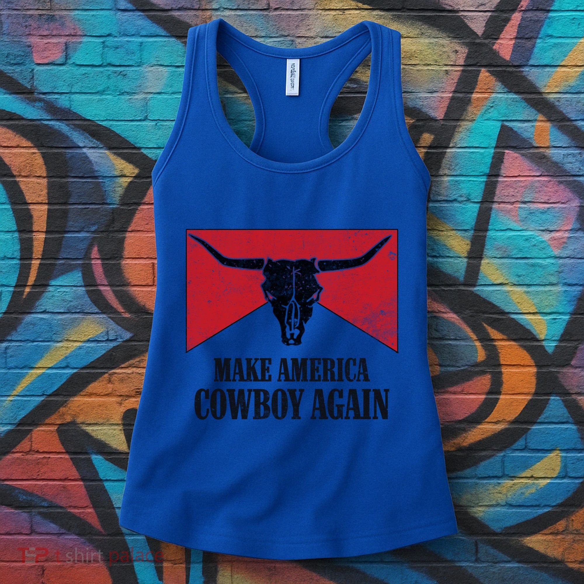 Retro Bull Skull Western Life Makes America A Cow Again Gift Women's Tank Top