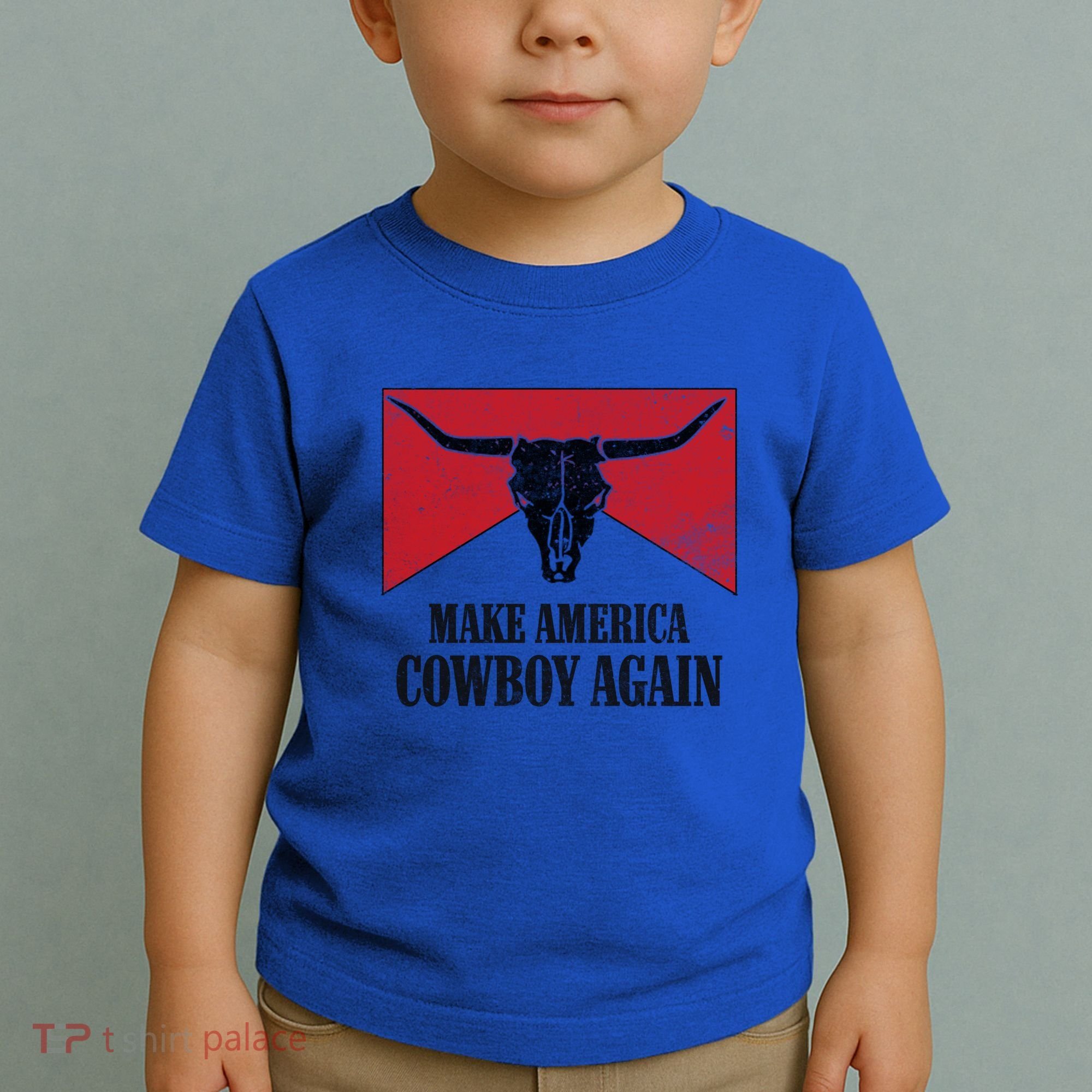 Retro Bull Skull Western Life Makes America A Cow Again Gift Toddler T-Shirt