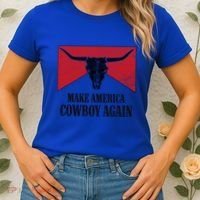 Retro Bull Skull Western Life Makes America A Cow Again Gift Women's T-Shirt thumb 2