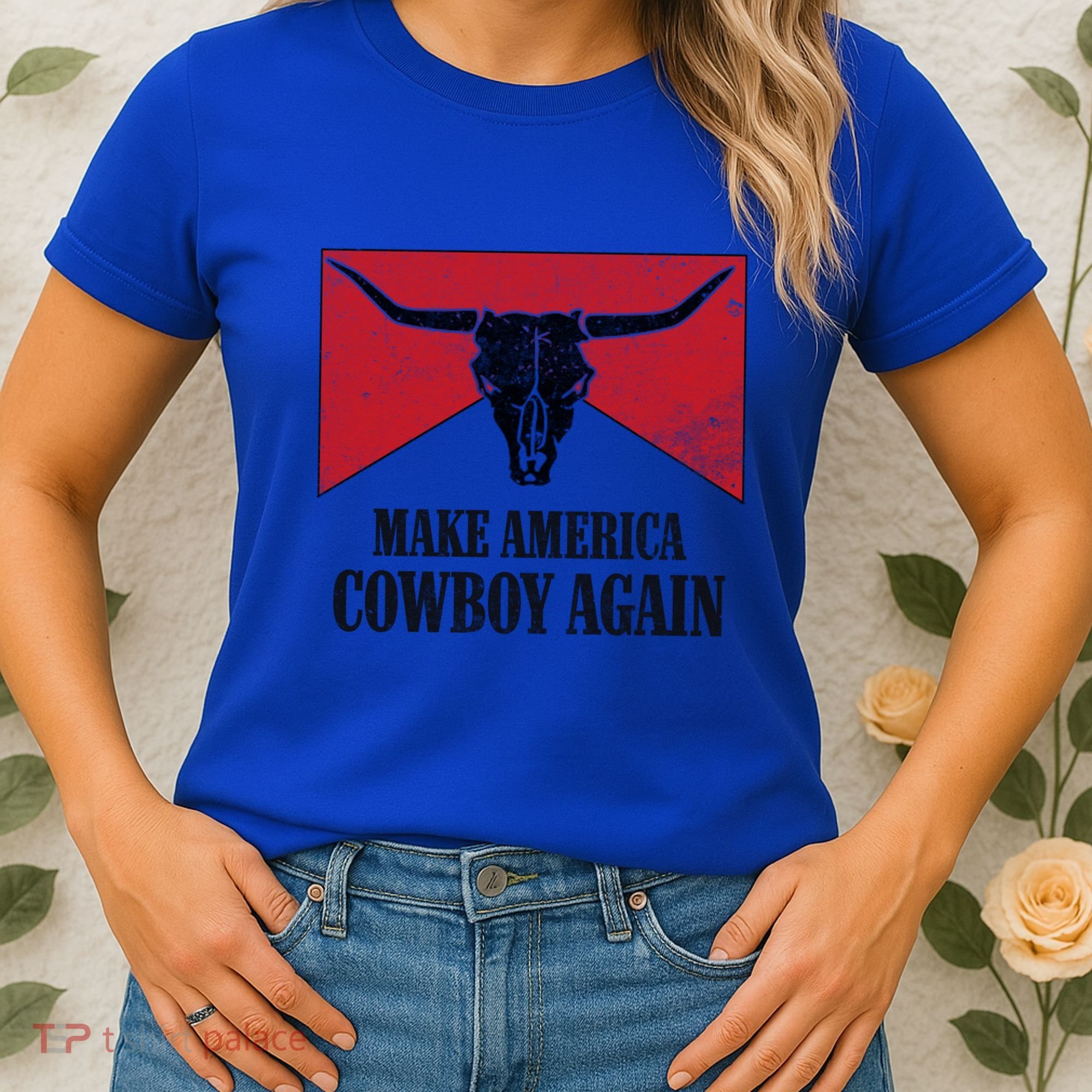 Retro Bull Skull Western Life Makes America A Cow Again Gift Women's T-Shirt