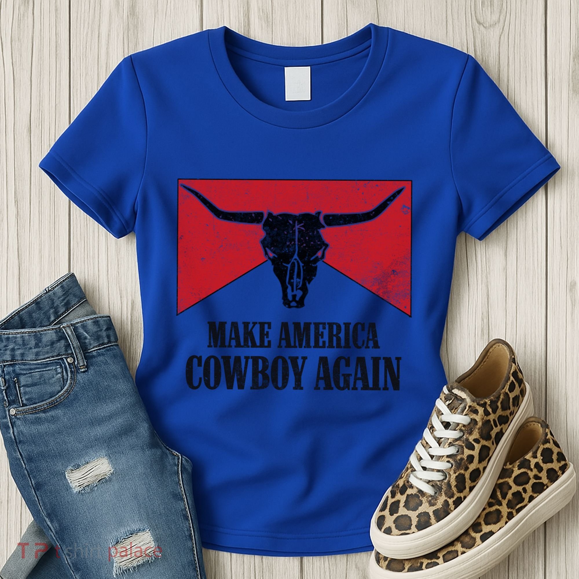 Retro Bull Skull Western Life Makes America A Cow Again Gift Women's T-Shirt