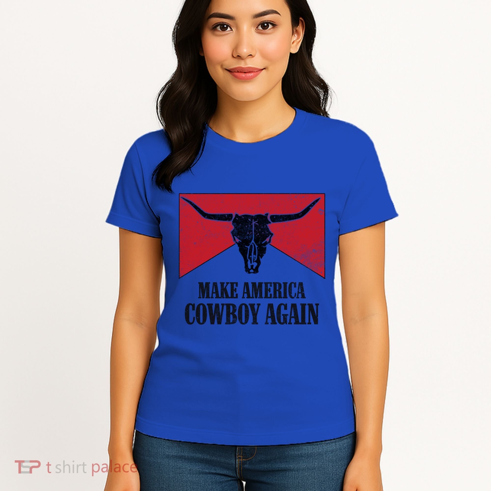 Retro Bull Skull Western Life Makes America A Cow Again Gift Women's T-Shirt