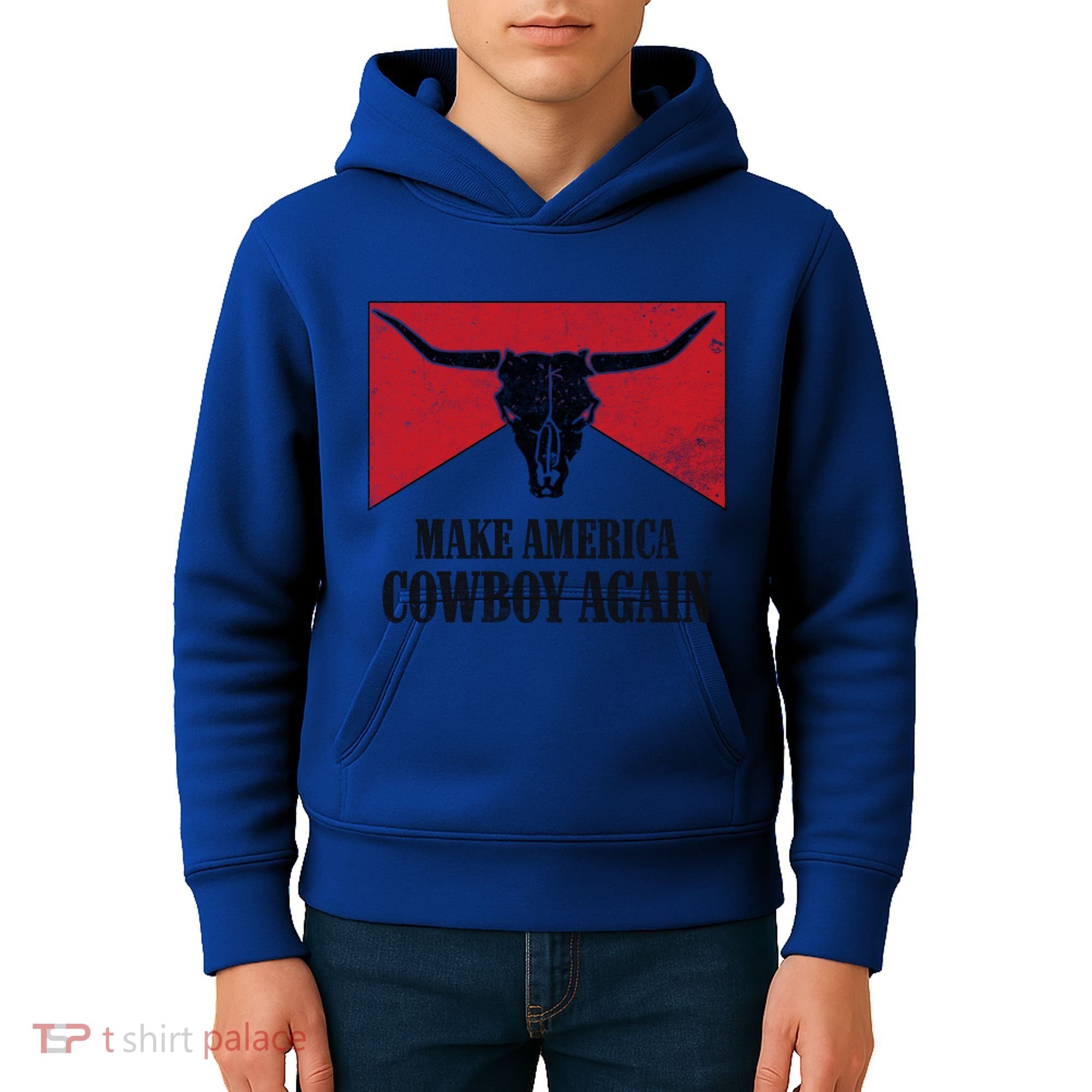 Retro Bull Skull Western Life Makes America A Cow Again Gift Kids Hoodie