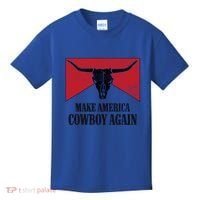 Retro Bull Skull Western Life Makes America A Cow Again Gift Kids T-Shirt thumb 0
