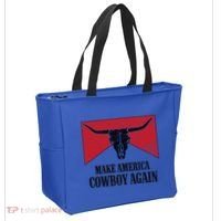 Retro Bull Skull Western Life Makes America A Cow Again Gift Tote Bag thumb 2