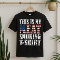 Retro BBQ Smoker Vintage US Flag This Is My Meat Smoking T-Shirt thumb 2