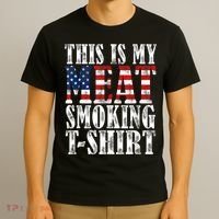 Retro BBQ Smoker Vintage US Flag This Is My Meat Smoking T-Shirt thumb 3