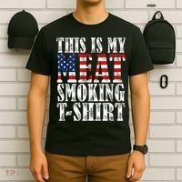 Retro BBQ Smoker Vintage US Flag This Is My Meat Smoking T-Shirt thumb 6