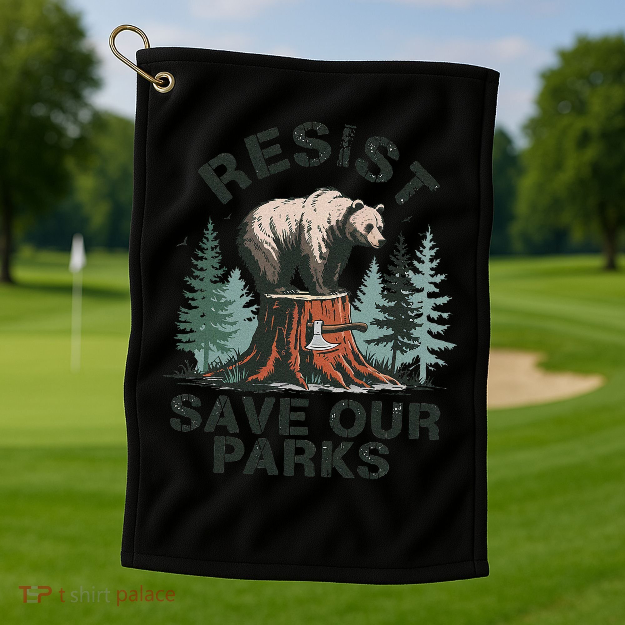 Resist Bear - Save Our Parks Wildlife Protection Women Golf Towel