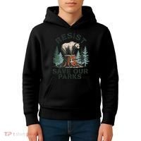 Resist Bear - Save Our Parks Wildlife Protection Women Kids Hoodie thumb 4
