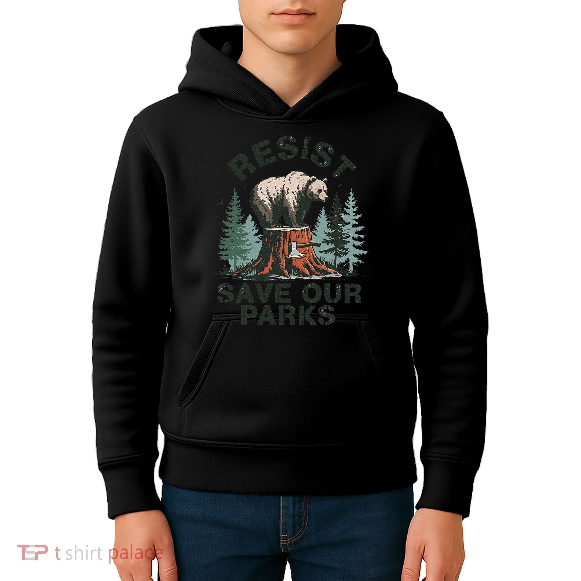 Resist Bear - Save Our Parks Wildlife Protection Women Kids Hoodie
