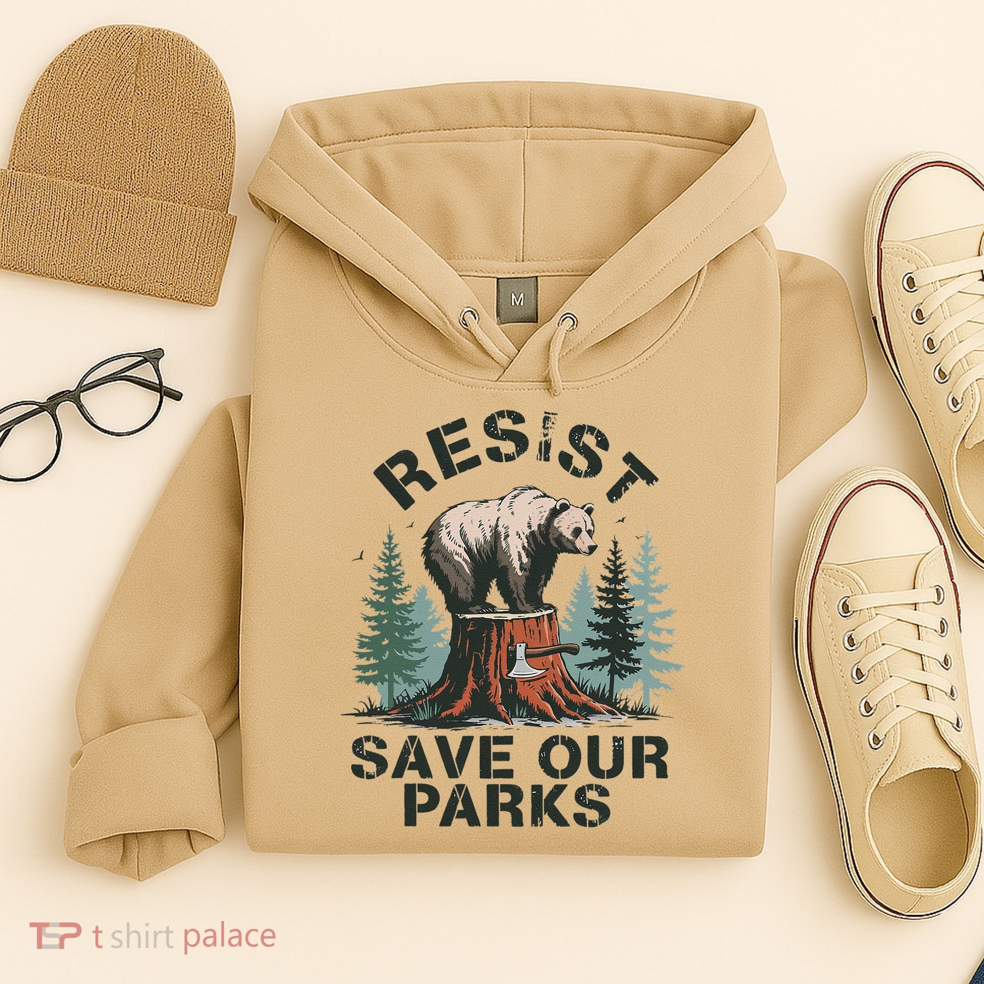 Resist Bear - Save Our Parks Wildlife Protection Women Hoodie