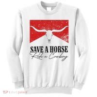Retro Bull Skull Western Country Save A Horse Ride A Cowboy Sweatshirt thumb 0