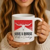 Retro Bull Skull Western Country Save A Horse Ride A Cowboy Coffee Mug thumb 3