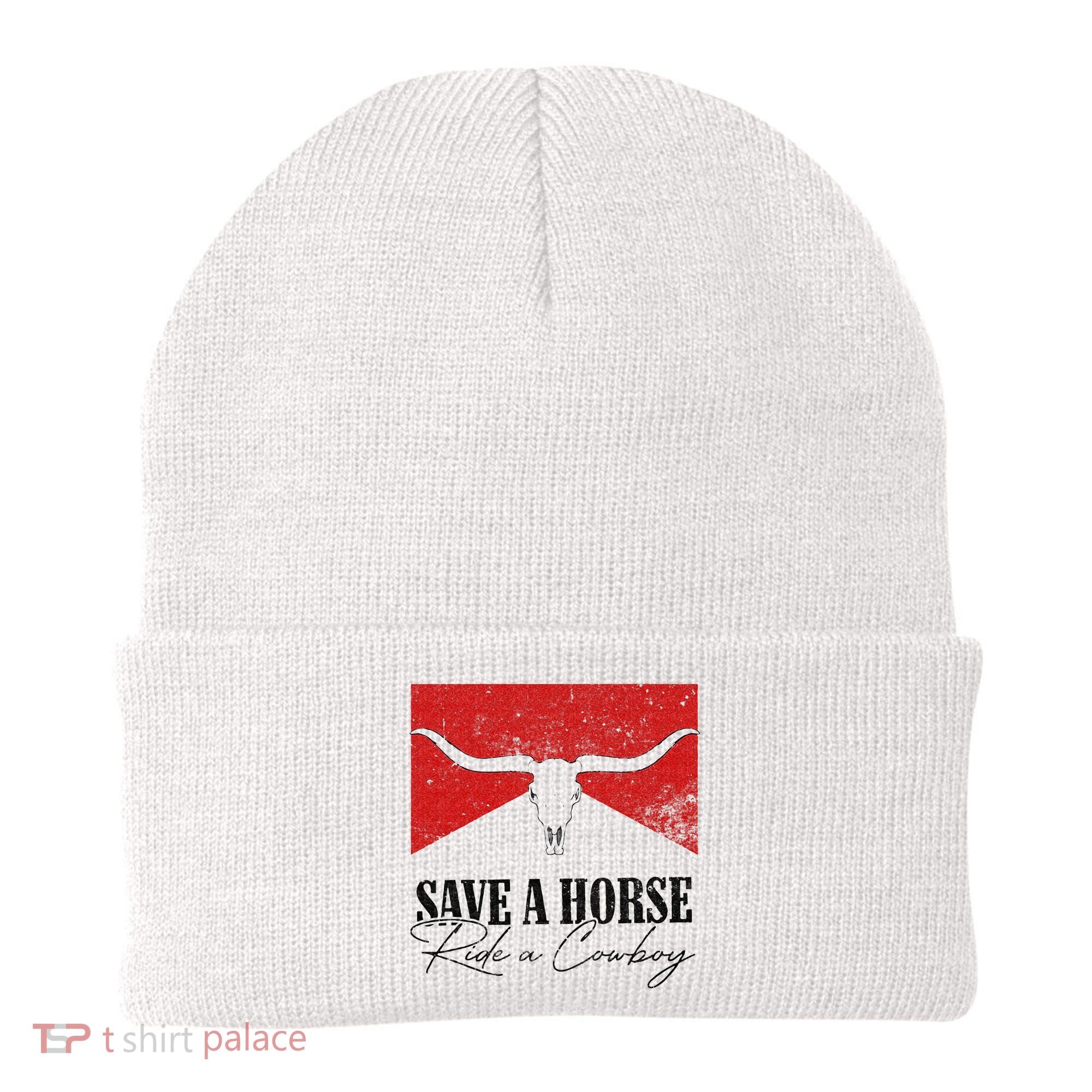 Retro Bull Skull Western Country Save A Horse Ride A Cowboy Beanie